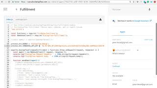 Dialogflow Chatbot  How to Send an Email from your Fulfilment via Sendgrid [upl. by Einnad]