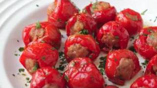 Food Wishes Recipes  Sausage Cherry Pepper Poppers Recipe  Stuffed Cherry Pepper Poppers [upl. by Lepp]