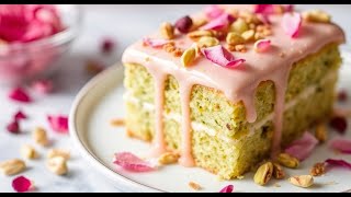 Rose Pistachio Delight A Luxurious amp Fragrant Cake Recipe [upl. by Evets]