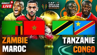 🔴🇿🇲🇲🇦 ZAMBIE  MAROC  🇹🇿🇨🇩 TANZANIE  RD CONGO 🏆 3eme journée can 2024  can 2023 [upl. by Leiva571]