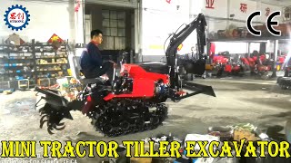 Multi Purpose Mini Tractor Equipped with Tiller and Excavator [upl. by Aimee]