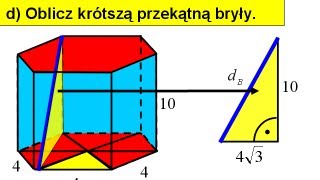 Krótsza przekątna graniastosłupa prawidłowego sześciokątnego  Matfiz24pl [upl. by Iblok]