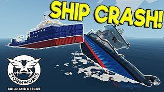 SHIP CRASH SINKING SHIP SURVIVAL  Stormworks Build and Rescue Update Gameplay [upl. by Gujral]