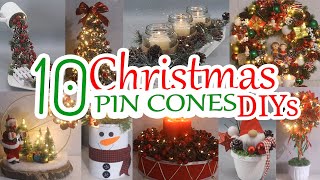 10 Simple Diy Christmas Decoration Ideas with Pin Cones  Christmas Crafts [upl. by Eirrej]