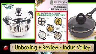 unboxing review Indus Valley New Product  Stainless Steel Multipurpose Idli Maker amp Cast Iron Pan [upl. by Inobe]