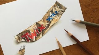 Drawing Realistic Twix Wrapper [upl. by Kired431]