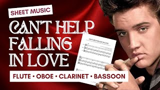 ♡ WOODWIND QUARTET  Elvis Presley • Cant Help Falling in Love • easy sheet music [upl. by Nhabois794]