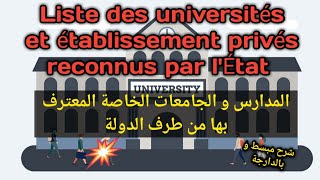 Liste des universités et établissements privés reconnus par l’Etat [upl. by Wolgast]