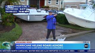 Hurricane Helene storm damage washes boats ashore in Treasure Island Florida [upl. by Ecienahs300]