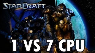 StarCraft Brood War  Terran vs 7 Random Computer  Map Big Game Hunters Walkthrough [upl. by Nednil]