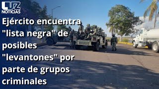 Ejército encuentra quotlista negraquot de posibles quotlevantonesquot por parte de grupos criminales [upl. by Peltz295]