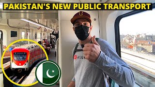 North Americans react to PAKISTANS FIRST METRO TRAIN Orange Line Lahore PAKISTAN PUBLIC TRANSPORT [upl. by Kirrad]