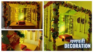 Ganpati decoration PVC pipe frame with flower decoration ideas for home DIY  Simple and easy [upl. by Dirgni259]