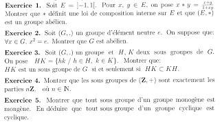 Structures algébriques  Exercices corrigés groupe amp Sousgroupe [upl. by Goles]