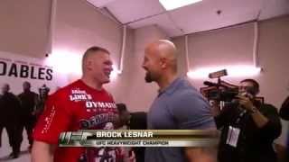 Brock Lesnar meets The Rock backstage on UFC [upl. by Ahtnamas]