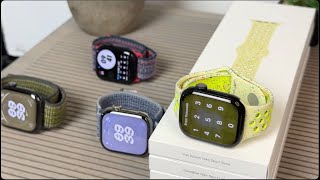 New FALL 2024 NIKE SPORT LOOPS amp SPORT BANDVolt Splash bluered grey amp green for Apple Watch [upl. by Nortad]