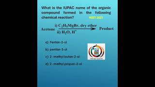 Grignard Reagent Chemistry NEET Q2 neetchemistry [upl. by Erdreid]