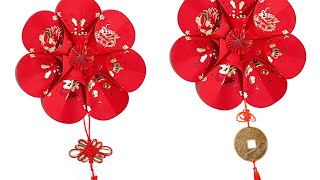 Ang pow door decor easy  Chinese New Year Decoration Ideas Using Red Packet [upl. by Nilyahs]