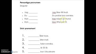 personliga pronomen singular amp plural svenska SFI kurs A [upl. by Aelrac]