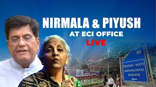 Live BJPs Piyush Goyal and Nirmala Sitharaman meet ECI official at ECI Office Press Conference [upl. by Paget]