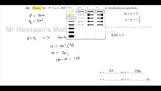 058041MJ22 IGCSE Paper 41 Q3c Simultaneous Eqns Trigonometric Eqns [upl. by Cutlerr696]