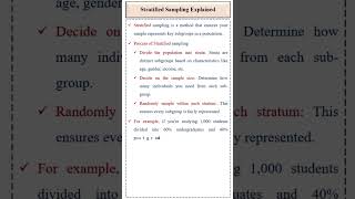 Stratified sampling explained sampling dataanalytics dataanalysis [upl. by Innoj]