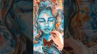 Watch this expressive abstract become a surreal portrait ✨️🖌 artshorts painting mixedmedia [upl. by Cohlier]