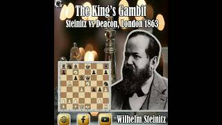 The KingS Gambit  Wilhelm Steinitz vs Frederic Deacon London 1863 [upl. by Yelhs]