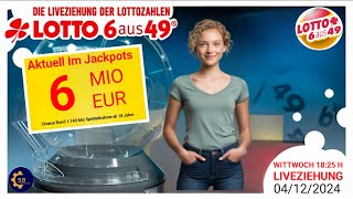 Ziehung der Lottozahlen live 04122024  lotto 6 aus 49 [upl. by Nirra259]