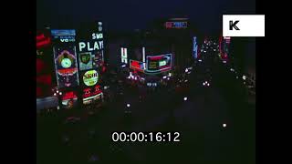 1960s Piccadilly Circus at Night Neon London HD from 35mm [upl. by Enyaz]