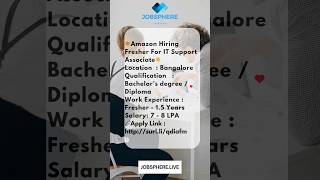 Amazon  Hiring  Freshers  IT hiring job freshers trendingshorts jobsphere IT software [upl. by Zaneta748]