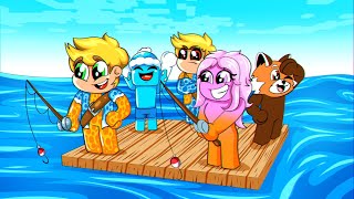 5 AMIGOS EM UM RAFT NO MEIO DO OCEANO NO MINECRAFT [upl. by Inek]