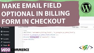 How to Make Email Field Optional in WooCommerce Checkout in WordPress  No Required [upl. by Lativa]