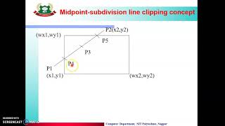 Unit 3 Topic 37 Midpoint subdivision line clipping algorithm [upl. by Agueda]