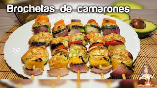 😱Como hacer BROCHETAS 🍤DE CAMARÓN sin parrilla‼️ [upl. by Enihsnus]