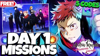 5 NEW CODES DAY 1 MISSION GUIDE amp FREE SSR RECOLLECTION BIT  Jujutsu Kaisen Phantom Parade [upl. by Minta]