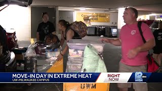 UWM students and families brave the extreme heat for movein [upl. by Alinna]