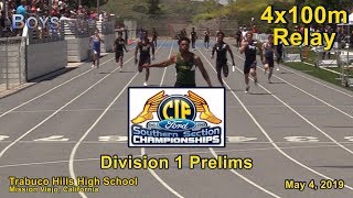 2019 TF  CIFss Prelims D1  4x100 Boys All Heats [upl. by Orimlede]