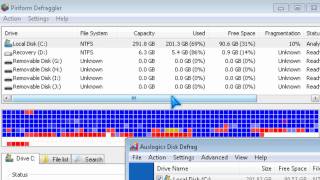 Piriform Defraggler vs Auslogic vs Windows Hard Disk Defrag [upl. by Ylle]