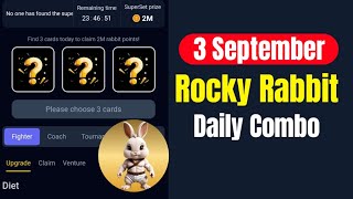 Rocky Rabbit Daily Combo 3 September  Rocky Rabbit Daily Combo Card Today [upl. by Odraode]