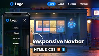 Responsive Navigation Bar HTML amp CSS Tutorial [upl. by Atoiyanap]