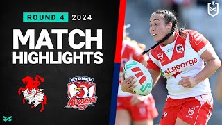 NRLW 2024  Dragons v Roosters  Match Highlights [upl. by Annael]