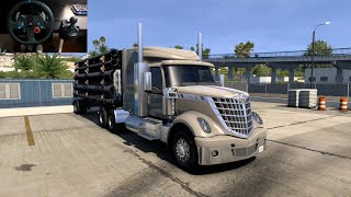 International LoneStar  Iron Pipe Transportation  American Truck Simulator Gameplay [upl. by Sebbie572]