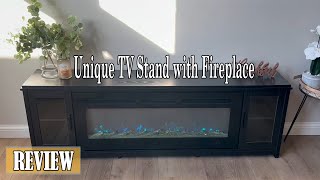 Fireplace And TV Stand Review  ONEINMIL 80quot Fireplace TV Stand with 50quot Electric Fireplace [upl. by Evets425]