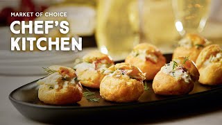 Crab and Cheddar Gougères Recipe  Market of Choice Chef’s Kitchen with Chef Greg [upl. by Annairt]