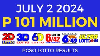 Lotto Result Today 9pm July 2 2024  PCSO Complete [upl. by Paget]