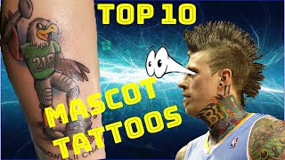 Top 10 Fans Mascot Tattoos by a Pro Major League Sports Mascot [upl. by Anela857]