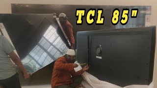 TCL 85 INCH 4K TV WALL MOUNTING  85 INCH QLED TV WALL MOUNTING  FIXABLE BRACKET  TV FITTING  TV [upl. by Sianna187]