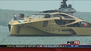 New yacht launched in Sturgeon Bay [upl. by Fidela219]