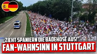 Deutsche Fans „Zieht Spaniern die Badehose aus“ Saxophon und FanGesänge in Stuttgart [upl. by Tena]